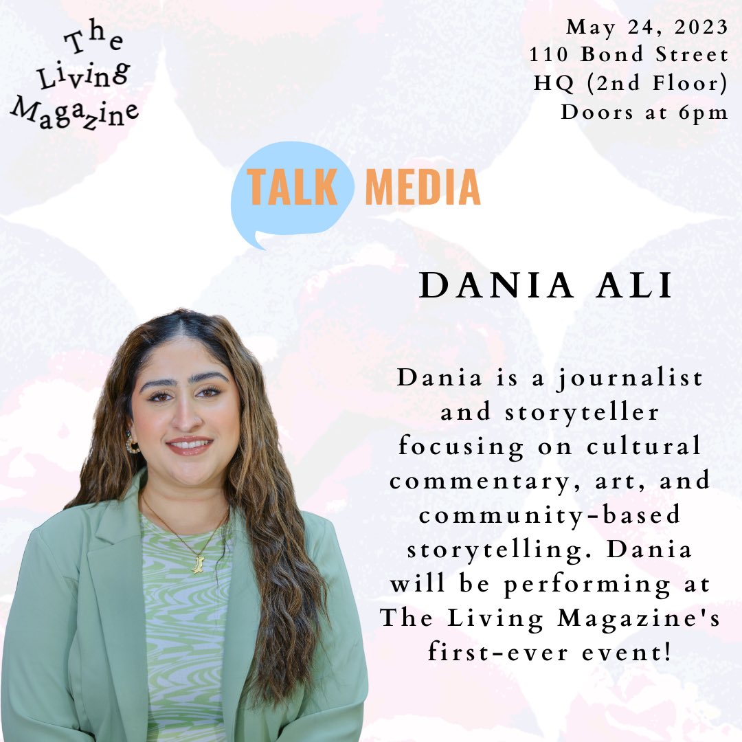 toronto_rewind's tweet photo. Check out Roveena Chand Jassal, Dania Ali, and Adam Chen, Talk Media’s Live Journalists who will be performing at The Living Magazine’s debut event in partnership with InnerGenerational! Don’t forget to purchase your tickets while you can through the link in our bio! https://t.co/KvcU3G9nFj