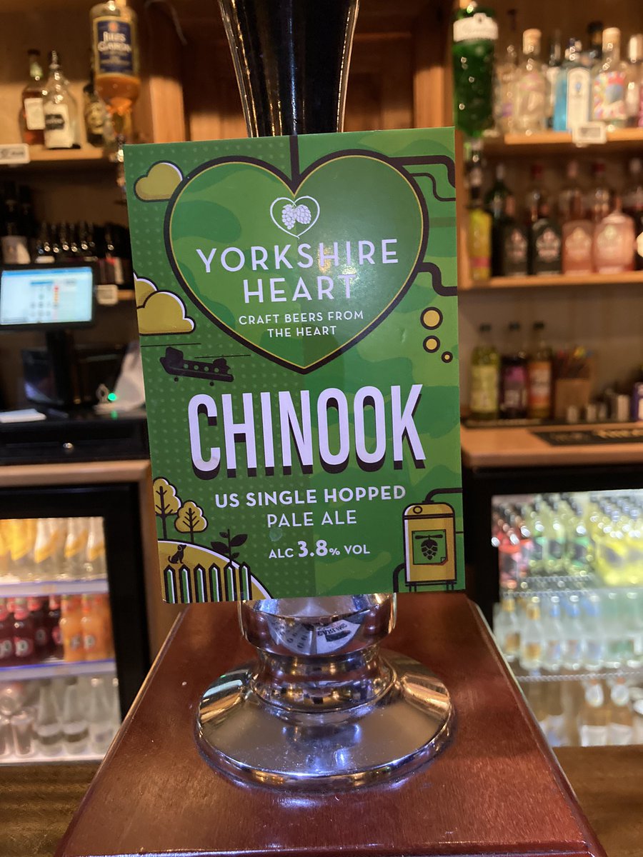 Chinook American Single Hopped Pale Ale from  <a href="/Yorkshire_Heart/">Yorkshire Heart</a>  Brewery , one of five excellent Yorkshire real ales on our bar this weekend. A great selection of real ciders too