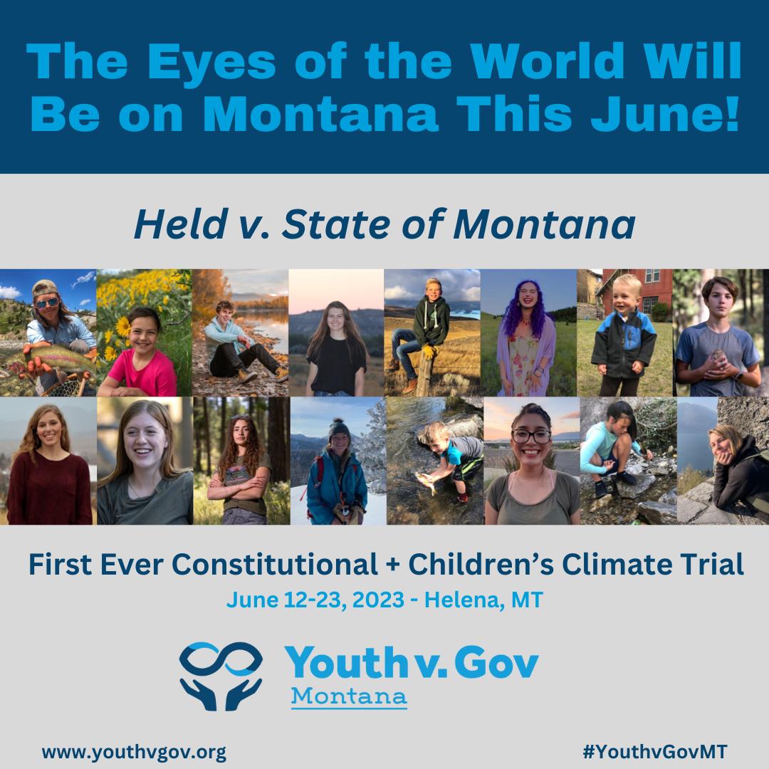 Stand in solidarity with these young Montanans!

Follow Our Children’s Trust at @YouthvGov, join the online mailing list, and learn how YOU can take action to support these young plaintiffs in person and online! 

➡️ YouthvGov.org 

#ClimateCrisis
#TruBlue 🌎 #wtpEARTH