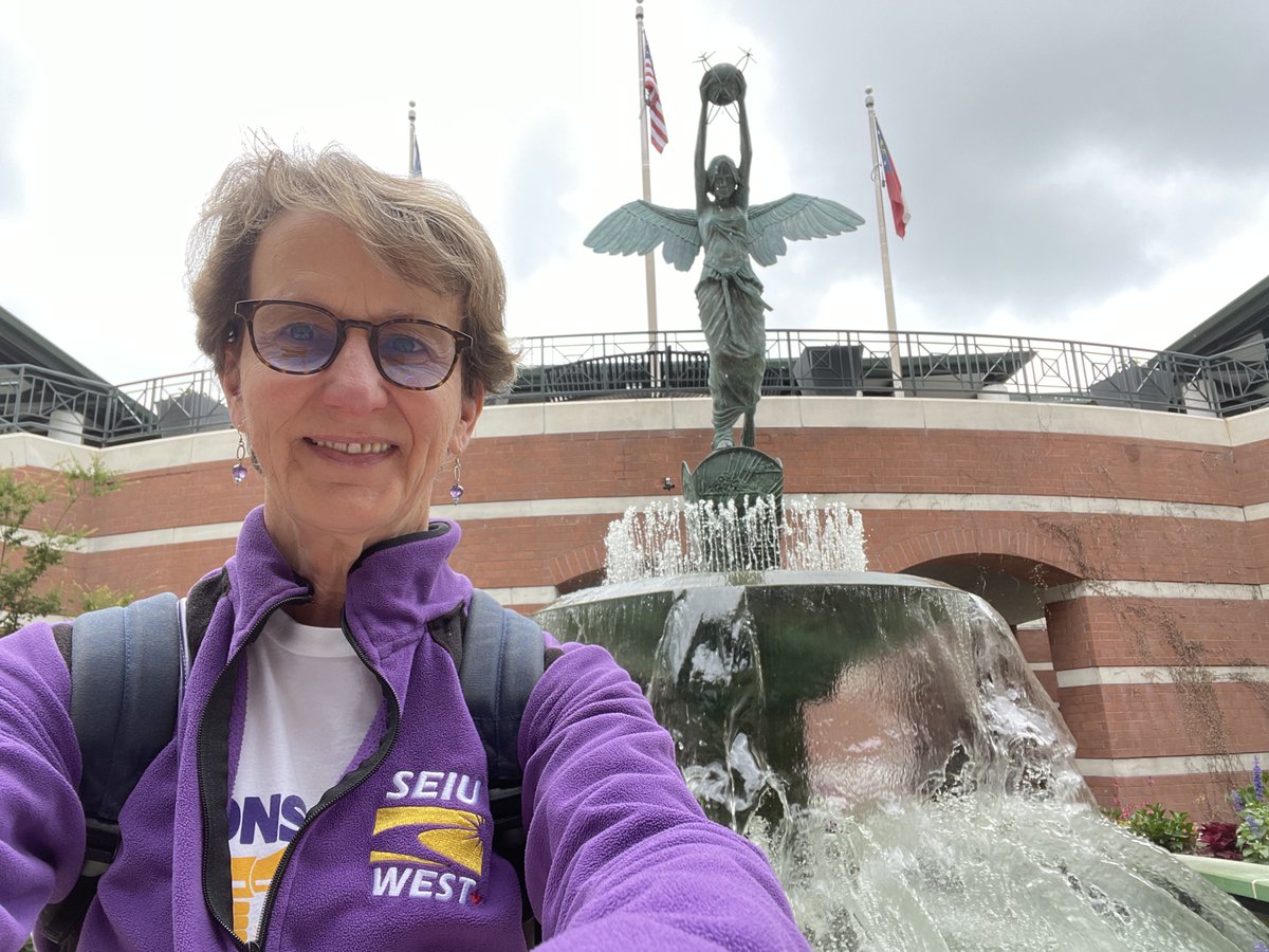 Love to see it! SEIU President Mary Kay Henry, reppin' SEIU-West gear in Savannah, GA! 💜 #powerinpurple