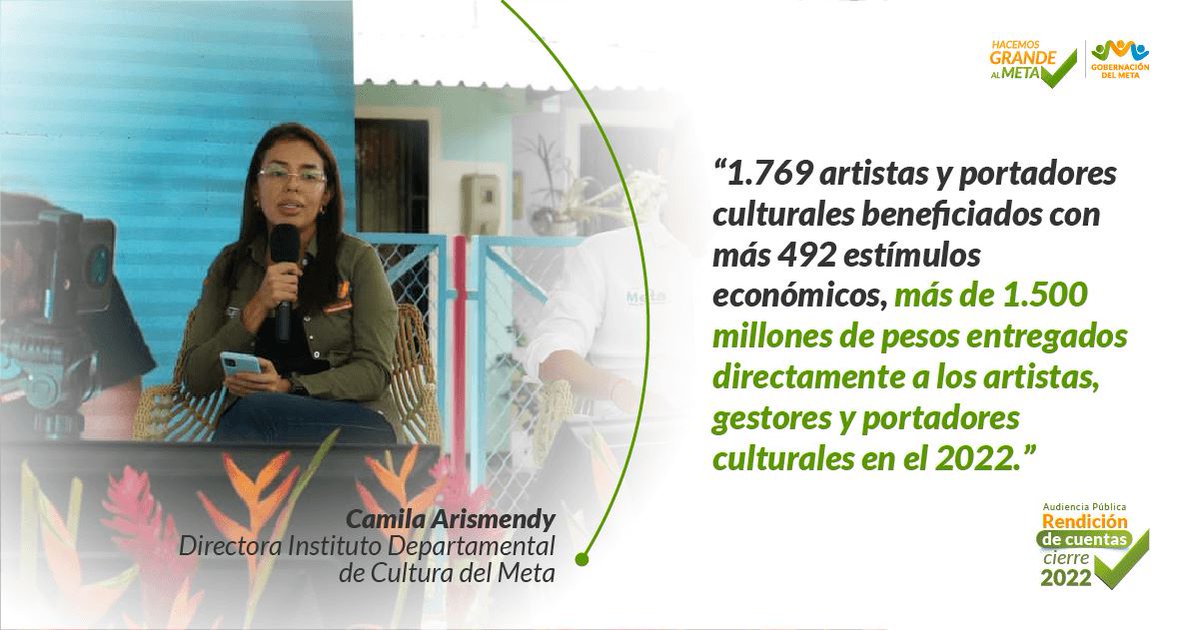 GobMeta's tweet photo. En nuestro departamento, además del joropo y la música llanera, apoyamos el cine, circo, literatura, teatro, artes plásticas y patrimonio con más de 1.500 millones de pesos en estímulos directos a artistas y gestores.  #ElMetaRindeCuentas https://t.co/aE61lm6AMG