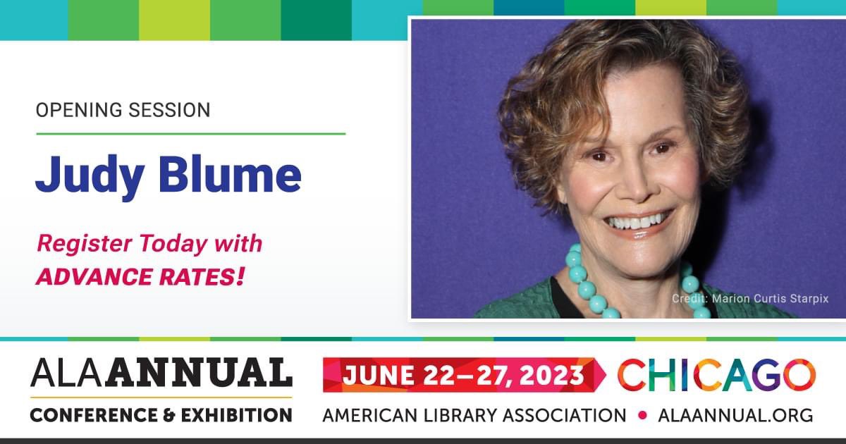 This will be one of those ALA Annual Conferences for the history books!

<a href="/ALALibrary/">American Library Association</a> is pleased to announce that the *one and only* Judy Blume, legendary author and intellectual freedom advocate will keynote our Opening Session!

Don’t miss it! Register @ bit.ly/41MUvI2
