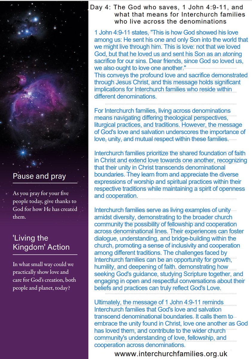 interchurchfam's tweet photo. Day 4 AIF #ThyKingdomCome. The God who saves, 1 John 4:9-11, & what that means for Interchurch families who live across the denominations...
Living across denominations means navigating differences & finding the unity of love and salvation... https://t.co/JLAitvZhfx #interchurch https://t.co/0CsRGE1YZt