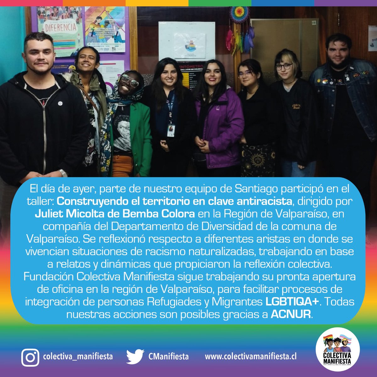 Ayer por el día contra LGTBIFOBIA, nos desplazamos a diversos territorios en este caso estuvimos en Valparaíso, donde prontamente y gracias al apoyo de @ACNURSuramerica abriremos un nuevo “Centro disidente para la atención de refugiades y migrantes LGTBIQA+”.
