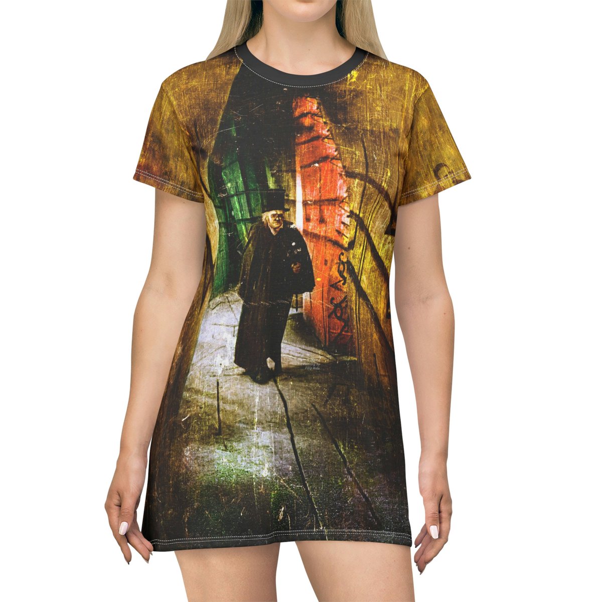 A T-Shirt Dress from another era at my #etsy shop: T-Shirt Dress The Cabinet of Dr. Caligari (1920) Silent Era Clotheshttps://etsy.me/3pUTjoJ #silentfilm #era #movieposter #cooltshirt #cinema #goldenage #expressionism #artwork #unisex