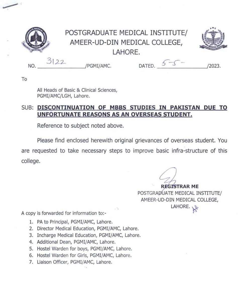 TalhaAw25774924's tweet photo. Despite putting two years of effort into researching, applying, and studying for the admission test, and finally getting admission, Anum Qaiser, a Canadian-Pakistani, withdraws from her admission at Ameer-ud-din Medical College just two months into her first year of med school. https://t.co/oZBYY4Egkt