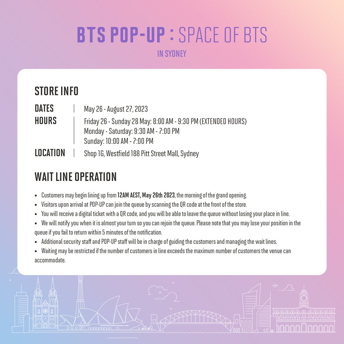 🥢BTS Merch⁷ 🔍⍤⃝🔎 on Twitter "[BTS POPUP SPACE OF BTS in SYDNEY] 🗓
