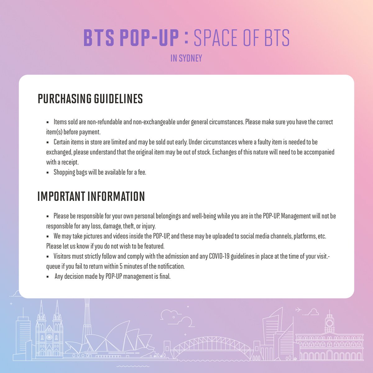🥢BTS Merch⁷ 🔍⍤⃝🔎 on Twitter "[BTS POPUP SPACE OF BTS in SYDNEY] 🗓
