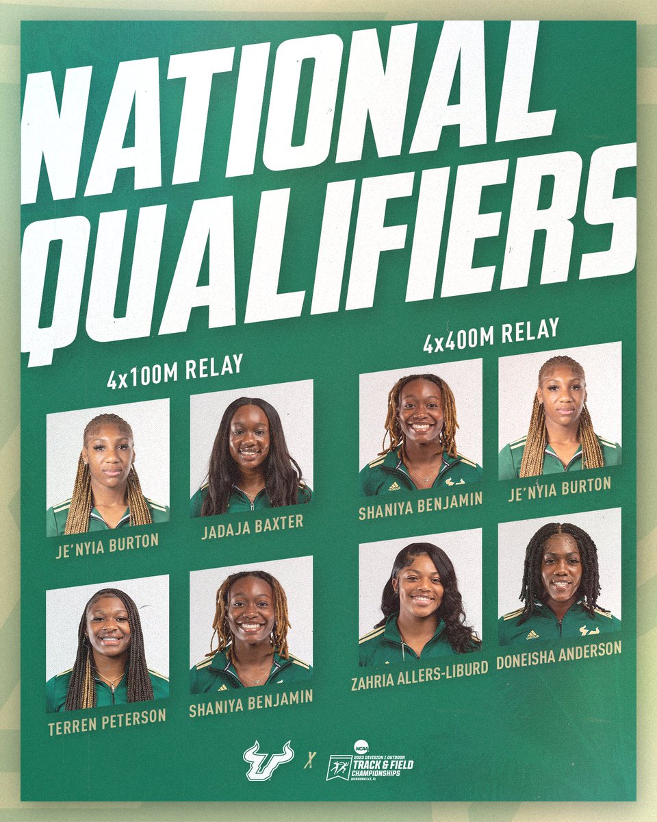 USF XCTF (@usfxctf) on Twitter photo Jacksonville, here we come๐ซโจ
23 Bulls have qualified for the NCAA Outdoor Track and Field Prelims โผ๏ธโผ๏ธโผ๏ธ๐ช
๐๏ธ May 24 - 27
Check it out ๐gobulls.co/3Ol1zIz
#HornsUp๐ค Jacksonville, here we come๐ซโจ
23 Bulls have qualified for the NCAA Outdoor Track and Field Prelims โผ๏ธโผ๏ธโผ๏ธ๐ช
๐๏ธ May 24 - 27
Check it out ๐gobulls.co/3Ol1zIz
#HornsUp๐ค