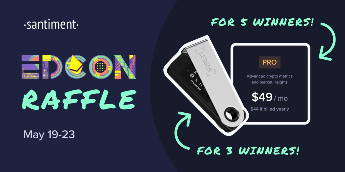 📣 Raffle time! Our team is attending @EDCON in Montenegro. Prizes include:

🏆 Ledger Nano S Plus for 3 Winners
🏅 Sanbase PRO plan for 5 winners

🛑 Rules: 
1) Follow <a href="/santimentfeed/">Santiment</a> 
2) Retweet this tweet. 
3) Like+Tag one of your friends in comments.  

Deadline: May 23, 2023