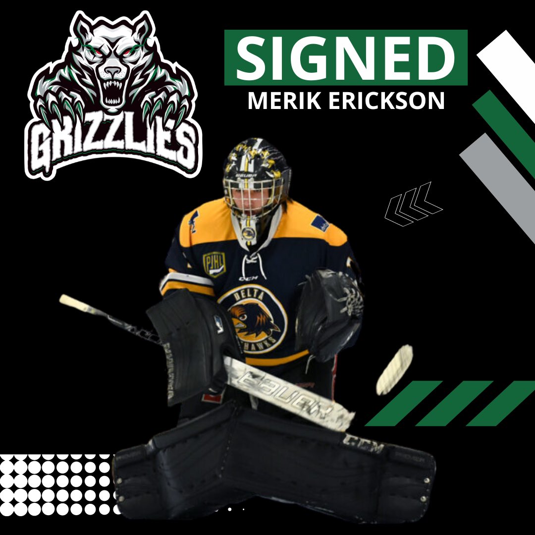 The Rock Springs Grizzlies have announced the signing of goaltender Merik Erickson!