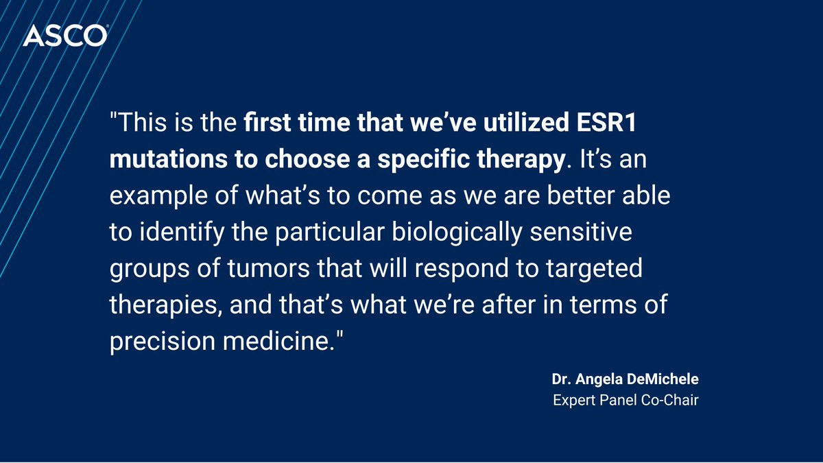 #ASCODailyNews highlights our rapid guideline update that provides new testing/treatment recommendations for pts w/ ER+, HER2- metastatic #breastcancer w/ ESR1 mutations: fal.cn/3ymDg @AngieDemichele #bcsm