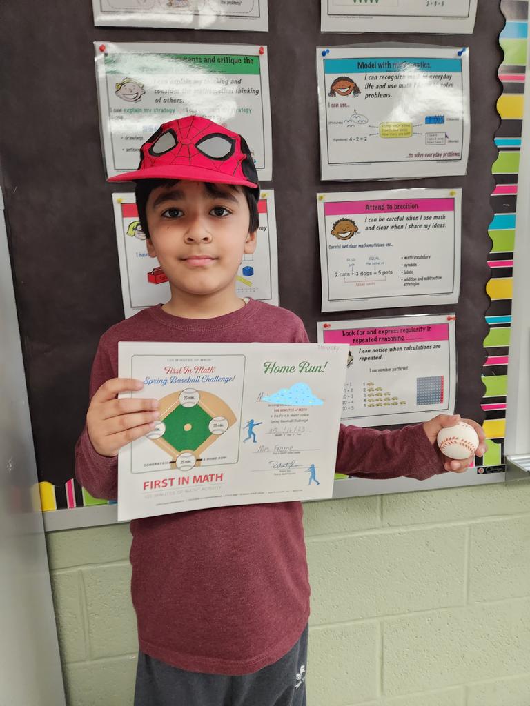 MrsStrumsky's tweet image. Very proud of this scholar for surpassing the 4,000 Sticker Milestone in #FirstInMath and completing the Spring 100 Minute Challenge! @VincentFarmBCPS