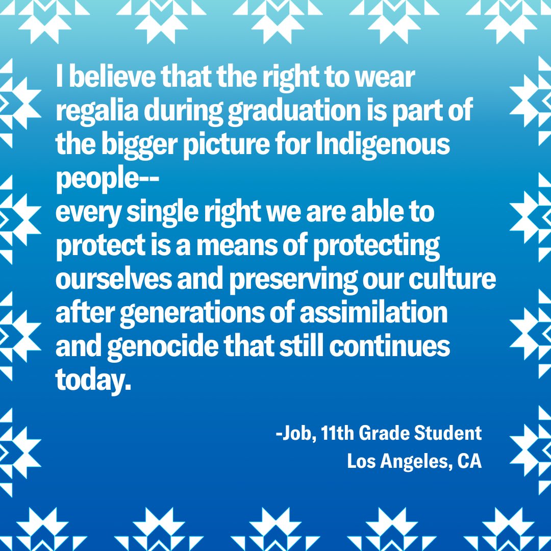 Read more from Job about students’ rights to wear tribal regalia at graduation by visiting myschoolmyrights.com.

#GraduNative
#LetTheFeathersFly
#PhenomenallyIndigenous 
#NativeGrad 
#TribalRegalia
#NativeEd
#studentsrights