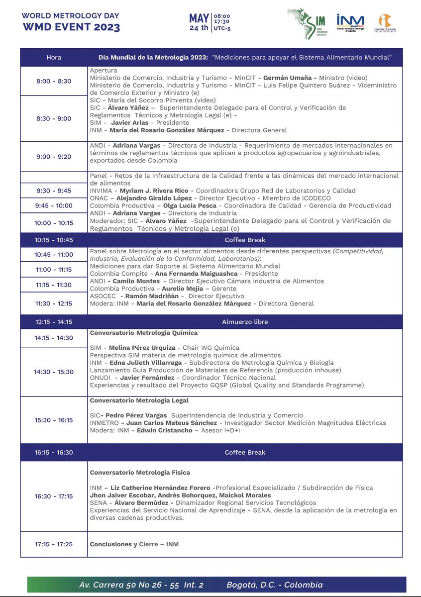 INMdeColombia's tweet photo. Semana #SIM2023 | ¿Lo estabas esperando?🤓 
Conoce las agendas: expertos nacionales e internacionales en #Metrología y #TransformacionDigital 

Participa presencial👇 https://t.co/cXOBl8t41P
Virtual Evento BID👇 https://t.co/tUG4QBaNBj
Virtual Evento WMD👇https://t.co/KuInA2rYeU https://t.co/C7p7VrGxPX