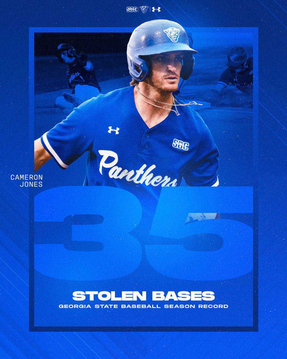 GSU_Base's tweet photo. 𝙎𝙩𝙚𝙖𝙡𝙞𝙣𝙜 𝙩𝙝𝙚 𝙍𝙚𝙘𝙤𝙧𝙙 👟

@c_jones30 has run his way into the record book!

#OurCity | #BLB https://t.co/tiHtfpvTPN