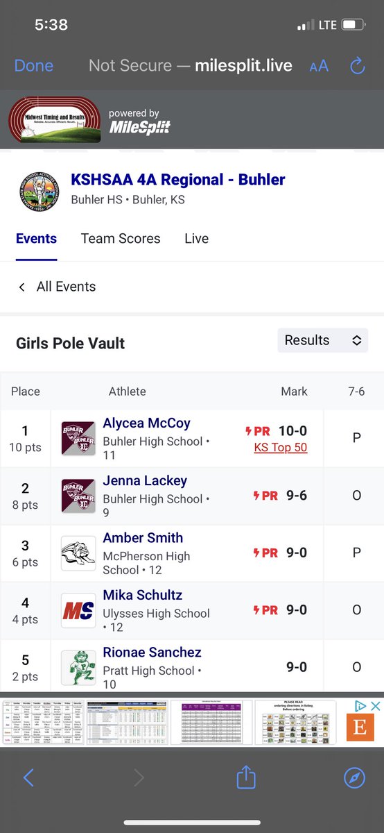 Congrats Amber Smith, state qualifier in the pole vault!