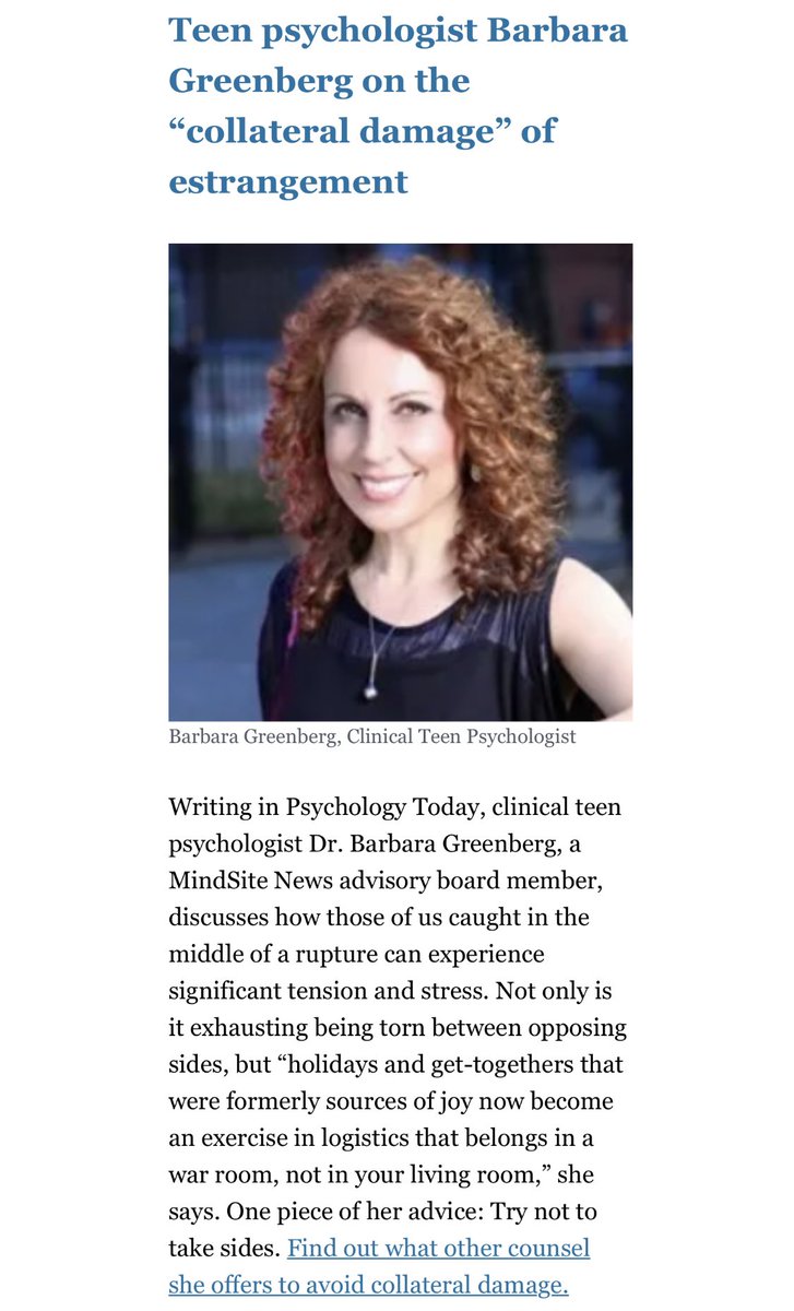 Writing in Psychology Today, clinical teen psychologist Dr. Barbara Greenberg, a @mindsitenews advisory board member, discusses how those of us caught in the middle of a rupture can experience significant tension and stress check it out here psychologytoday.com/us/blog/the-te…