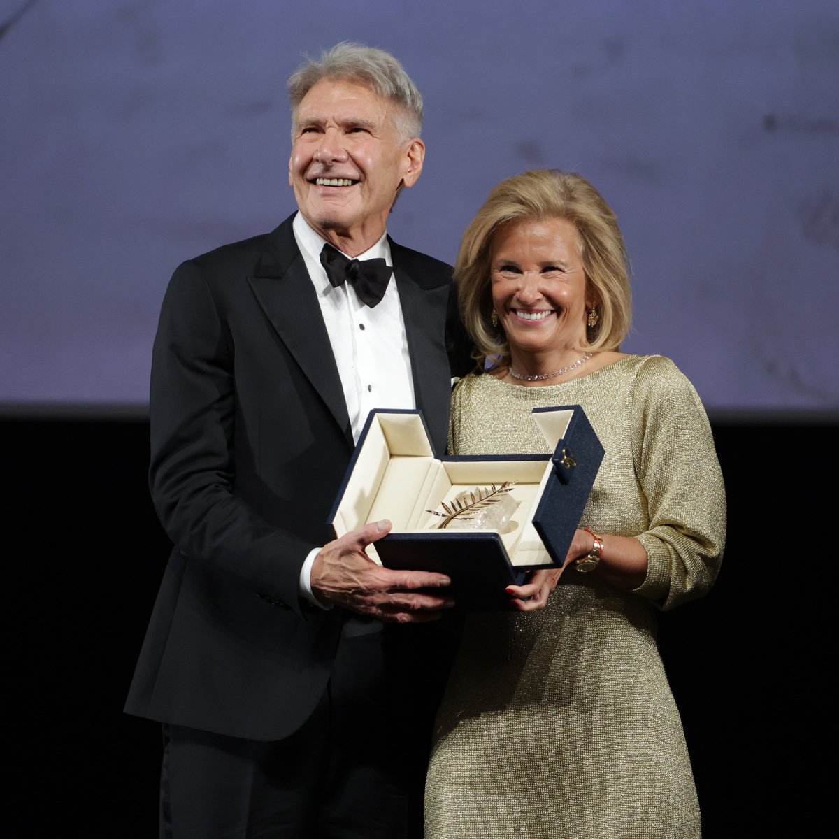 FordSource's tweet photo. Cannes Festival awarded Harrison the honorary Palme d’Or for lifetime achievement today, May 18th at the "Indiana Jones and the Dial of Destiny" premiere. https://t.co/rShSbFaC7v