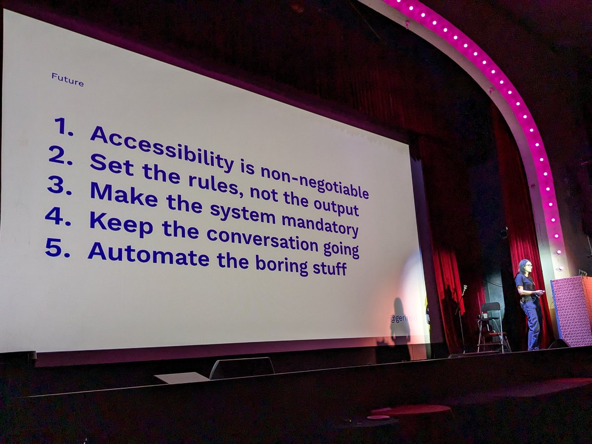 OMG <a href="/gerireid/">Geri Reid 🦋</a>'s talk on evolving design systems is fantastic. Great thoughts on the future of design systems.
