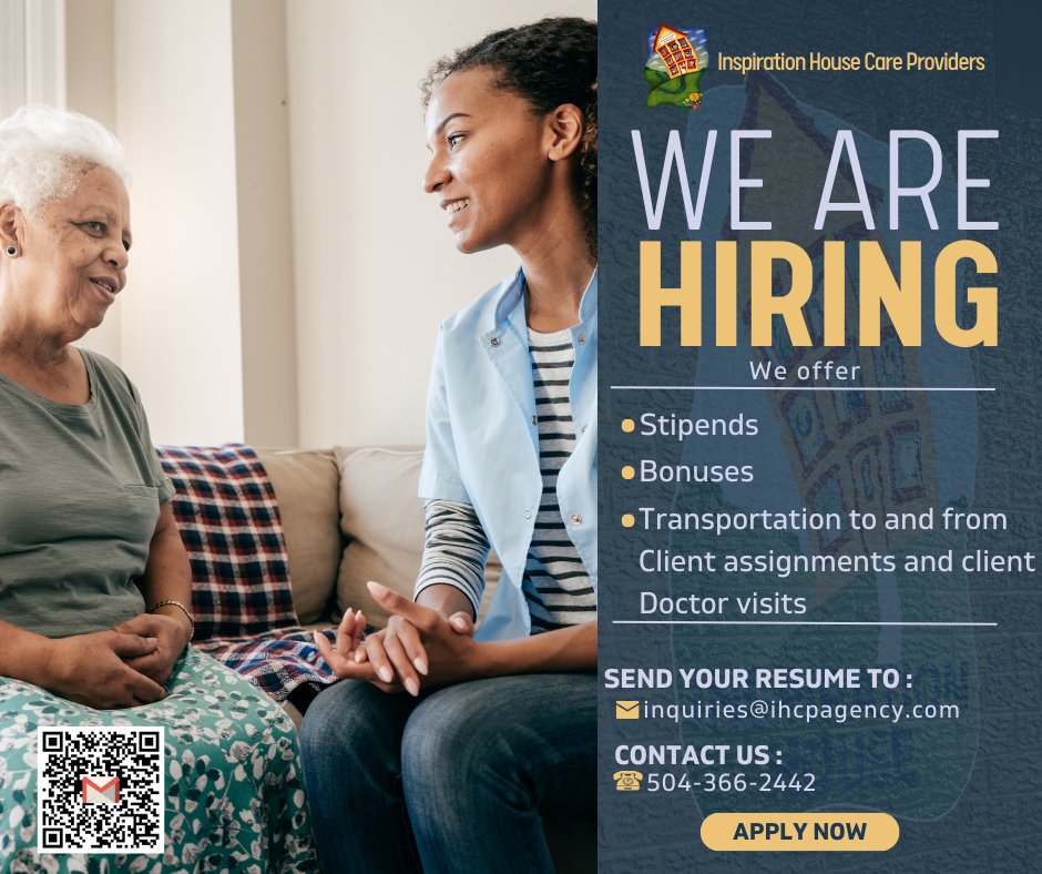 IHCPagency's tweet photo. Passionate about Helping Others? Join Us as a Direct Service Worker!
call 504-366-2442 https://t.co/LcIi8BdWaS