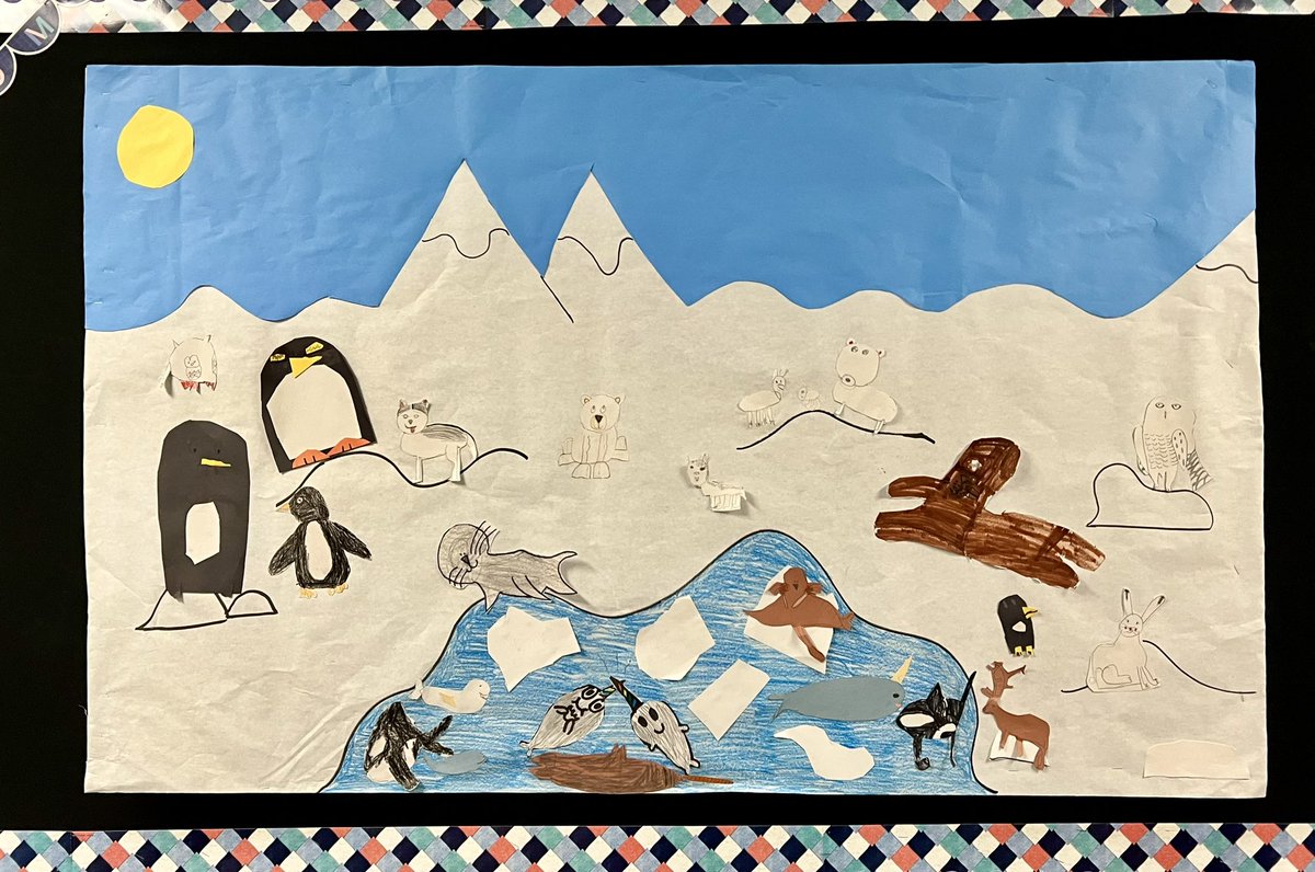 wojcikfaith's tweet photo. We are learning about different habitats, interdependence, and food chains. First Grade Team decided to have students rotate through our rooms each time learning about a different habitat. The kids helped decorate the boards!#HayesHawks #HayesFirstGrade https://t.co/Uzs33oMIsM