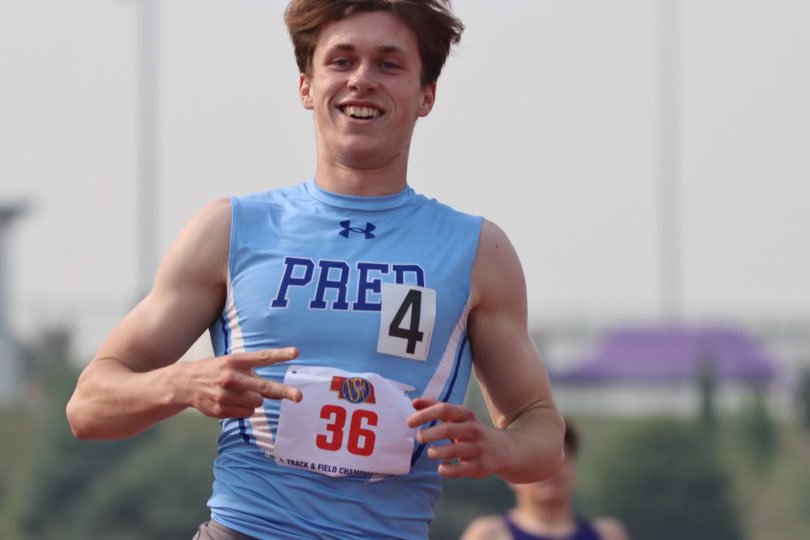 Jack Gillogly <a href="/CPVarsitySports/">Creighton Prep Sports Network</a> adds the 200 title to his 100 and 4x100 golds, teammate AJ Jones 2nd.  Prep appears to clinch its first team title since 2017 with those 18 points.