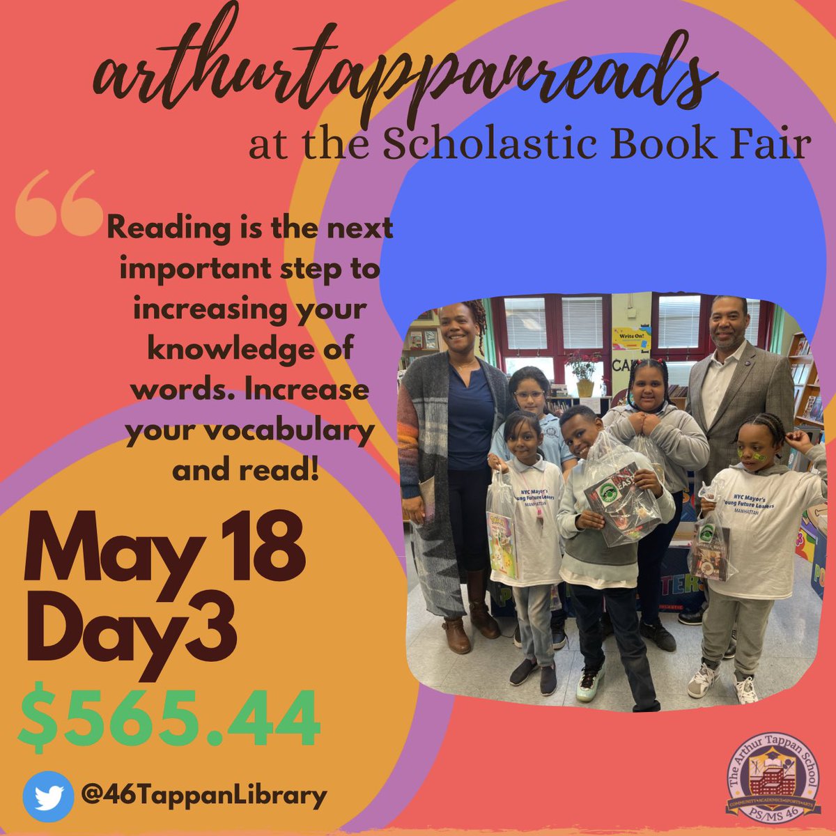 Day 3 $565.44 Thank You Dr. Sean D. Davenport, Dist 5 Superintendent for visiting our Book Fair & gifting books to our Young Readers! #District5 #ArthurTappanReads #RobinHoodLibrary @psms46Harlem @LMitchellPSMS46 @APWardlow @DrHazell20 @District5NYC @nypl @nycsla @SeanLDavenport