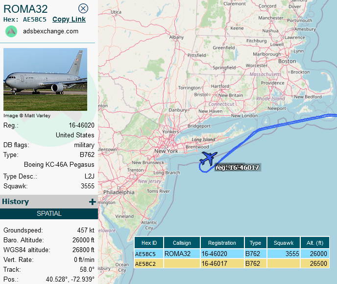 SirListenalot's tweet photo. #KC46's #ROMA32-33 dropped off four "SW" #F16's as #TABOR31 which will continue to Shaw. ROMA32-33 changed their flight plan and will go to Pease instead off Dover. https://t.co/4pl7jzuBiT