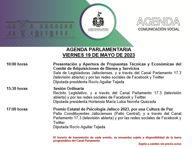 LegislativoJal: #AGENDA