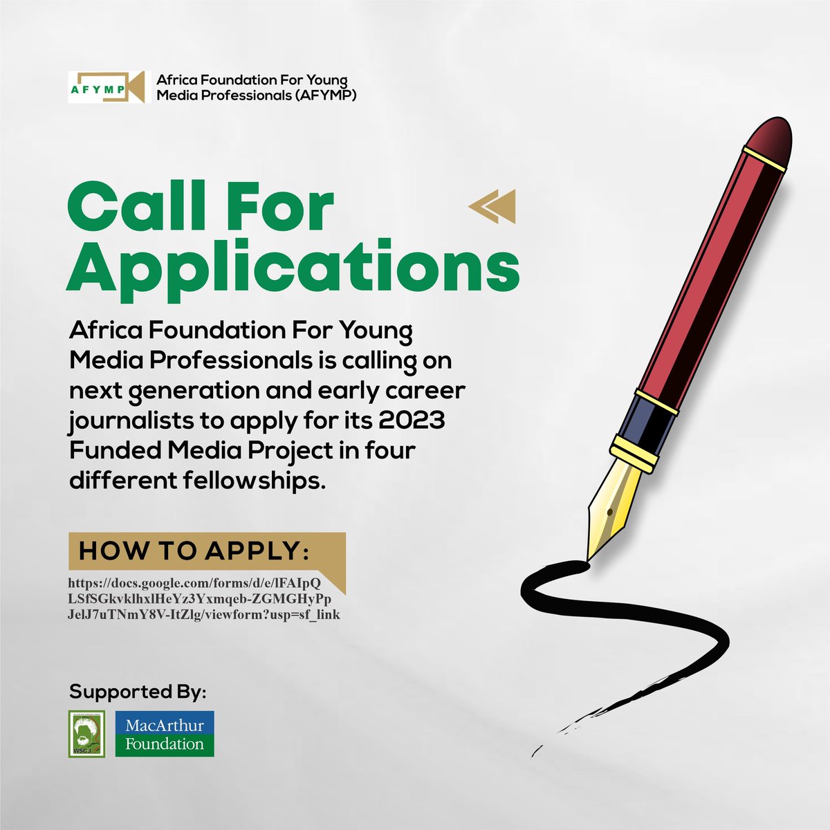 Africa Foundation for Young Media Professionals (@africamediafdn) on Twitter photo Next generation, early career journalists? Here is your opportunity. It is competitive. Limited spaces Apply now docs.google.com/forms/d/e/1FAI… <a href="/UCJ_UNILORIN/">Union of Campus Journalists (UCJ), UNILORIN</a> <a href="/Ucjunn1/">Ucjunn</a> <a href="/UCJUniAbuja/">UCJ UniAbuja</a> Next generation, early career journalists? Here is your opportunity. It is competitive. Limited spaces Apply now docs.google.com/forms/d/e/1FAI… <a href="/UCJ_UNILORIN/">Union of Campus Journalists (UCJ), UNILORIN</a> <a href="/Ucjunn1/">Ucjunn</a> <a href="/UCJUniAbuja/">UCJ UniAbuja</a>