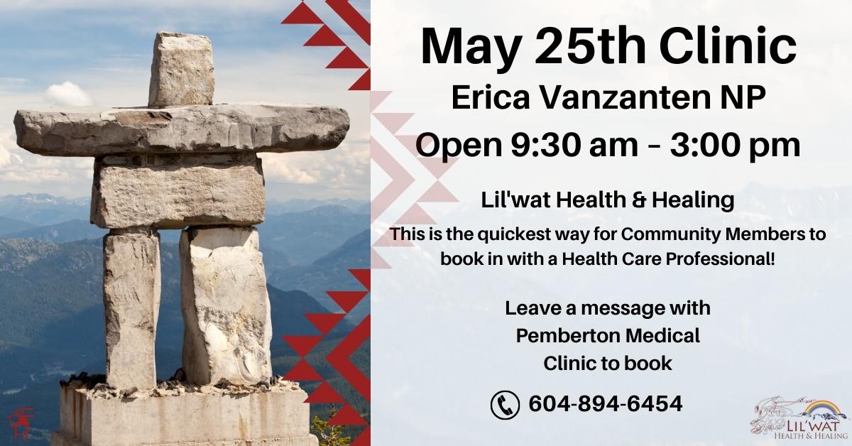 LilwatNation's tweet photo. Áma sq̓it | Good day,

Lil'wat Health &amp; Healing is having another health clinic, next thursday!🩺

Kúkwstum̓ckal̓ap | Thank you. https://t.co/OVhUmb4rEt