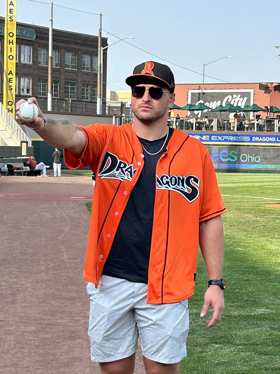Jack Pohl (@jackpohl) on Twitter photo WHO DEY! <a href="/Bengals/">Cincinnati Bengals</a> linebacker Logan Wilson throwing out first pitch <a href="/DragonsBaseball/">Dayton Dragons</a> actually it was a TD pass to Dragons catcher Michael Trautwein! Bengals charity softball game at Day Air Ballpark June 14th! WHO DEY! <a href="/Bengals/">Cincinnati Bengals</a> linebacker Logan Wilson throwing out first pitch <a href="/DragonsBaseball/">Dayton Dragons</a> actually it was a TD pass to Dragons catcher Michael Trautwein! Bengals charity softball game at Day Air Ballpark June 14th!