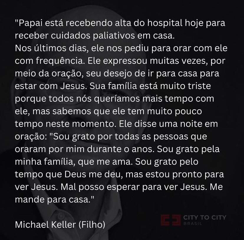 timkellerbrasil's tweet photo. Orem pelo pastor Tim Keller. https://t.co/WU3I6J6fIy