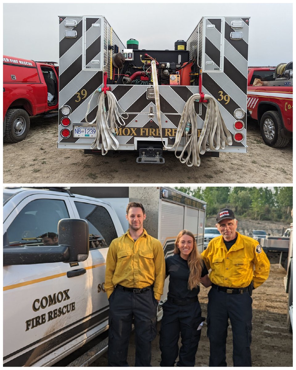 TownofComox's tweet photo. An experienced team of three Comox firefighters left on Sunday, to assist with the wildfires in the #fortsaintjohn area. The request was for our crew and our smallest fire engine to do "patrols" in areas impacted by fires and extinguish small fires before they become larger. https://t.co/Qf5RkNRP8Z