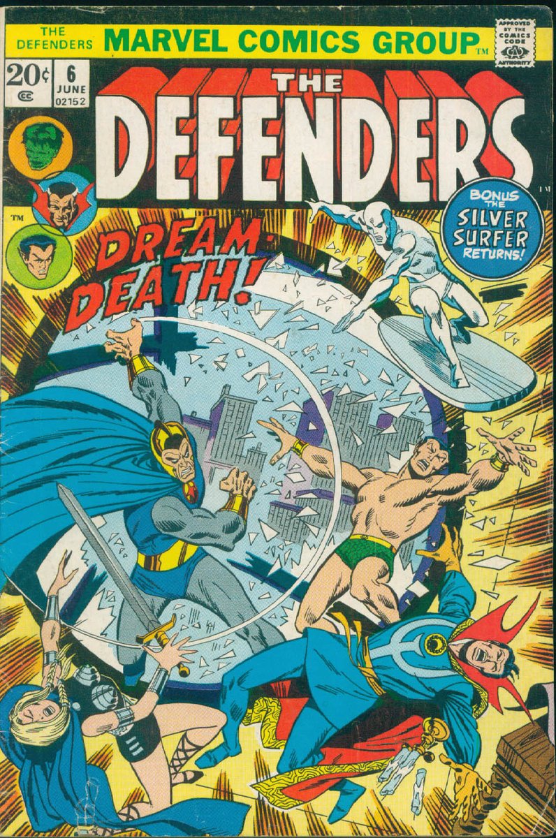Amigos unidos. Menos Stephen Strange. Pobre Stephen.

The #Defenders #6 (Jun, 1973)

The Dreams of Death
Script: #SteveEngleheart
Art: #SalBuscema
#ComicBooks