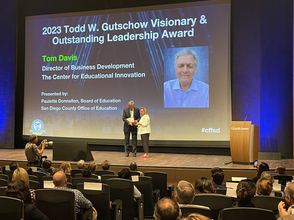 Congratulations to Tom Davis @calsatdavis winner of the @cffsd Todd W. Gutschow Visionary & Outstanding Leadership Award. #cffsd #innovatesd