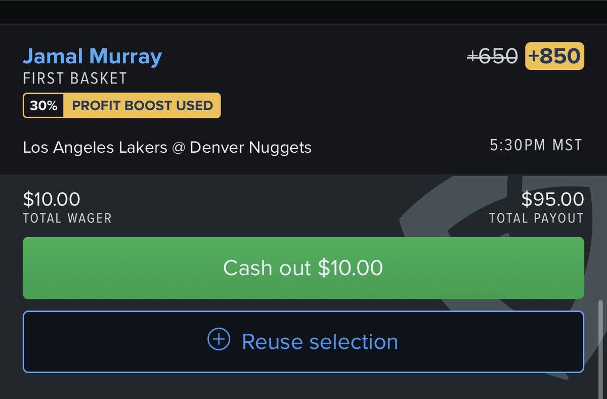 sportswithctl's tweet photo. #Fanduel 30% BR Featured Boost 🏀

Taking Jamal Murray first basket +850

#GamblingTwitter https://t.co/zbNtjFOmjS