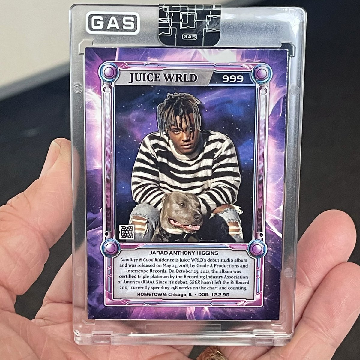 The Official Juice WRLD GAS Trading Cards Available on @NTWRKLIVE & GASTradingCards.com on TODAY  at 7pm PST 

GAS is proud to present the first-ever official Juice WRLD trading card, celebrating the fifth anniversary of his debut studio album, Goodbye & Good Riddance.