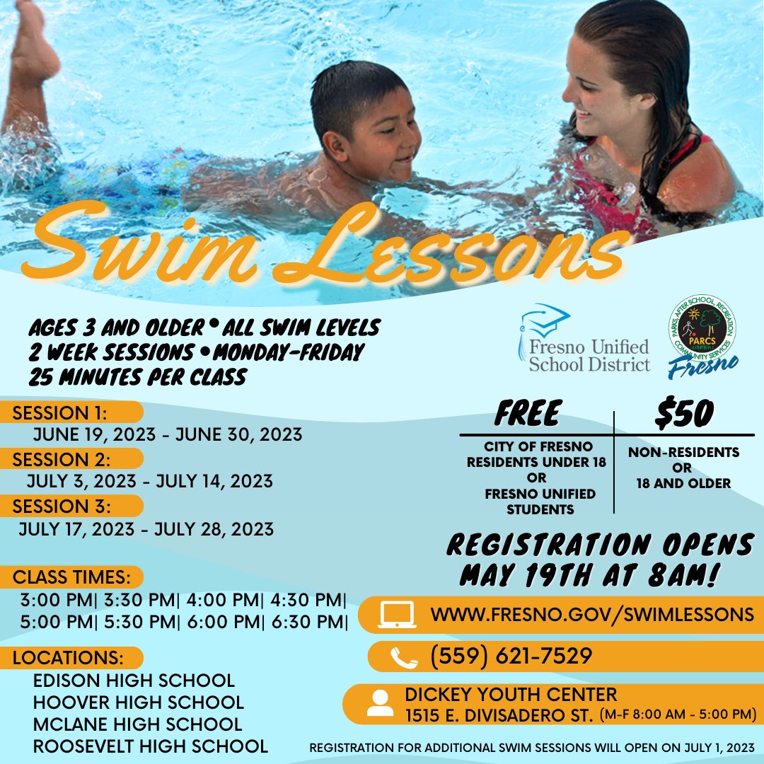 City of Fresno on Twitter "Swim Lessons for 2023 are back! 🏊🩳🥽🏊‍♂️