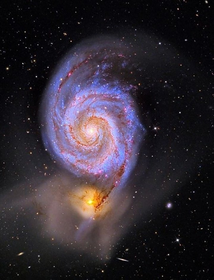 M51 Whirlpool Galaxy in Canes Venatici constellations by Guisepe Donaitello #galaxy #Space #Universe