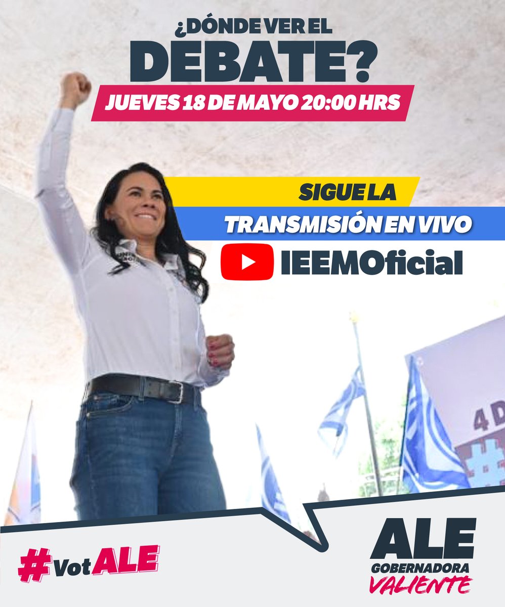 AlejandraDMV's tweet photo. Llegó el día de escuchar y comparar propuestas para elegir la mejor opción. Vamos juntos al segundo #DebateEdoméx a las 8 de la noche. #AleGobernadora #VotALE #ComparaYElige
Aquí les dejo el enlace 👉🏻 https://t.co/H6Q1jHjqpP https://t.co/V9HiVTIAub