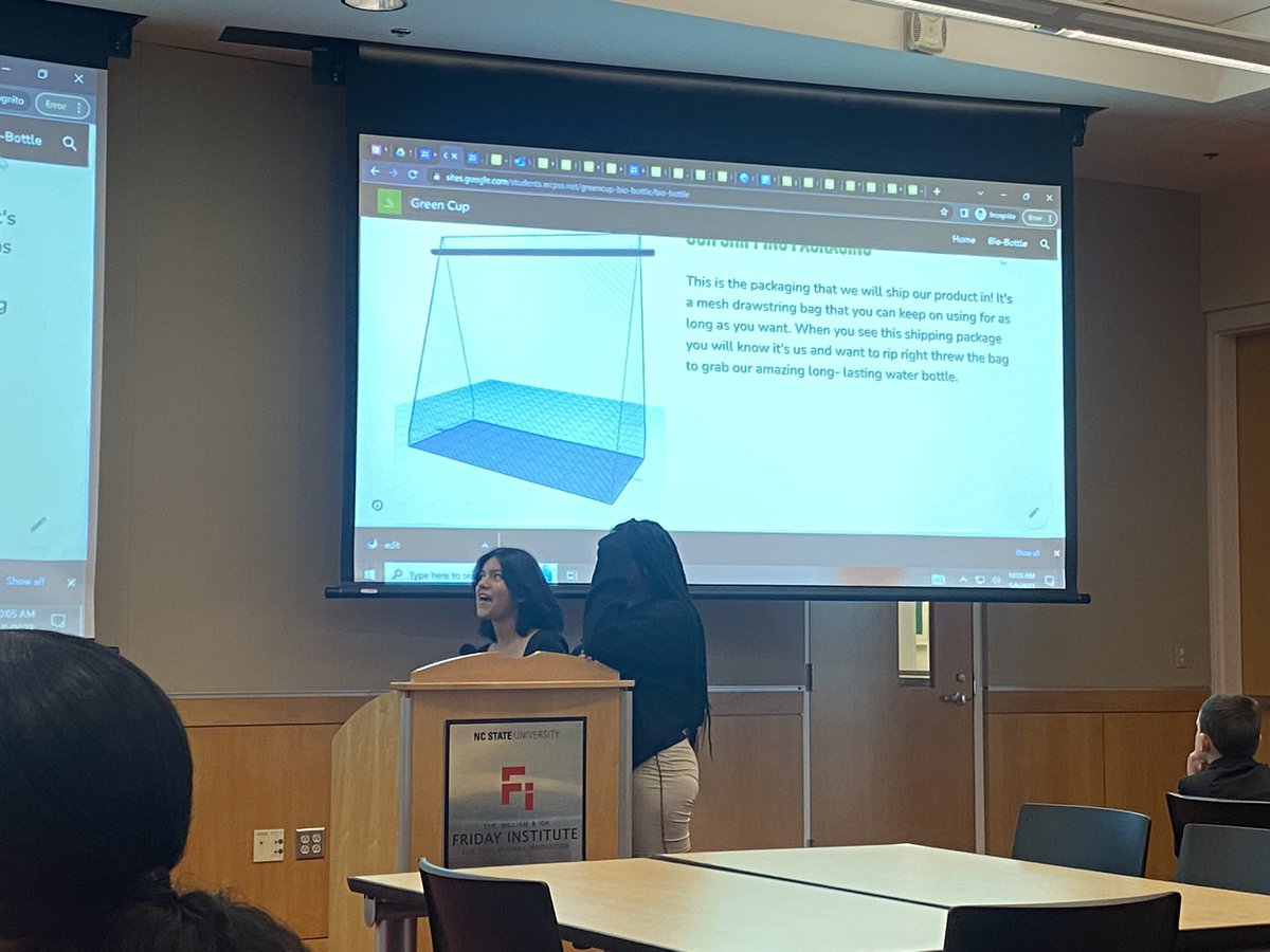 FosterMissi's tweet photo. Need a “Pollution Solution?”Just ask the 6th graders @CCMMSRedwolves They presented their Design and Pitch Projects last week @FridayInstitute in front of their peers and some amazing judges from the math department @NCStateCED #centennovators #designandpitch https://t.co/kD0pAHbJtl