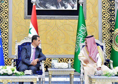 Welcome back, Mr. President.  The Arabs greatly missed their Syrian brothers and sisters. 🇸🇾✌🏼🇸🇦

(Photo taken in Saudi Arabia on 18 May 2023)