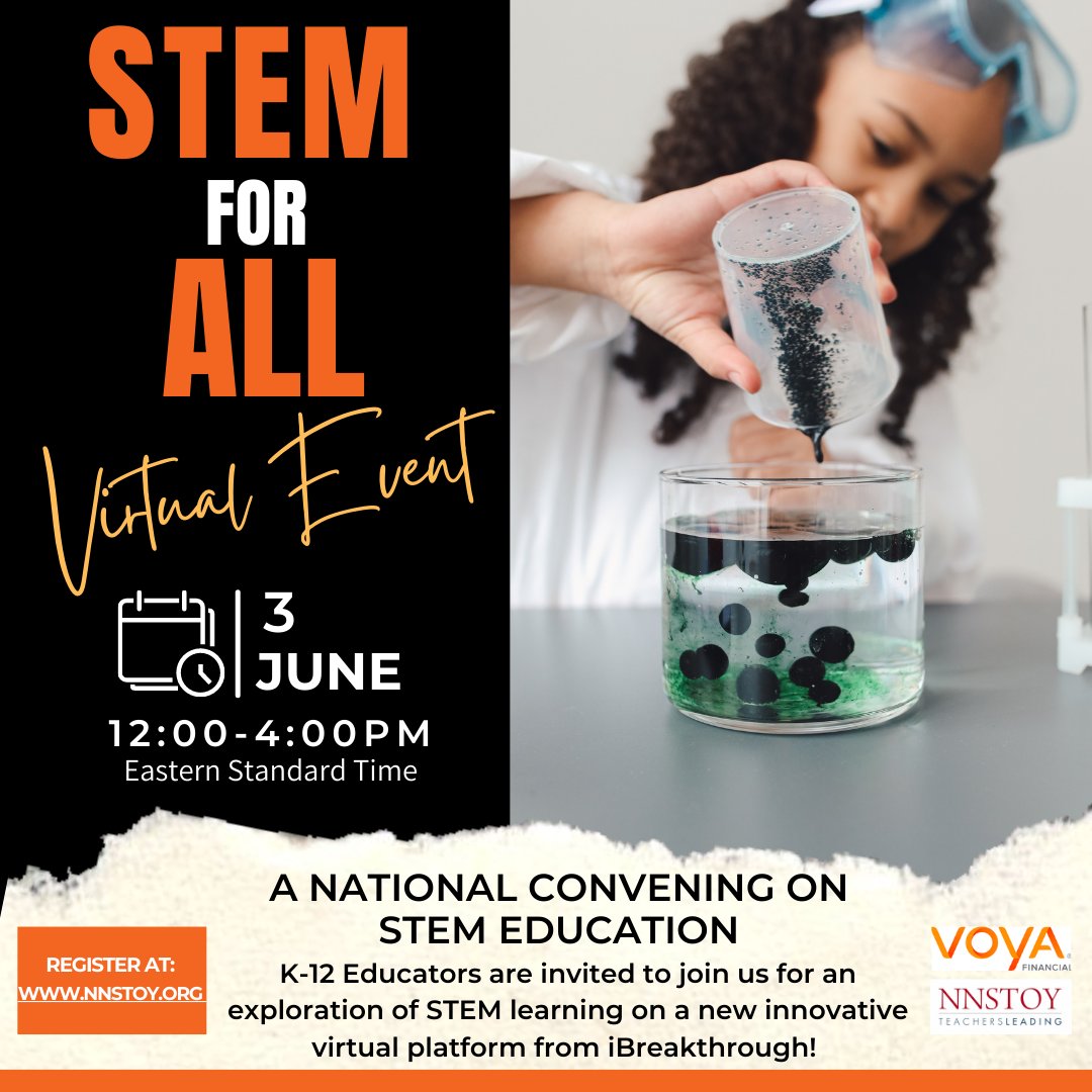 Cameron McKinley (@camruns) on Twitter photo Join educators from across the country for a FREE National STEM Event- June 3rd from 12-4 p.m. E.T.! Be inspired by stories of making STEM accessible to all. Register now at nnstoy.org to be part of this passionate community. #STEMeducation #STEM #TeachersLeading Join educators from across the country for a FREE National STEM Event- June 3rd from 12-4 p.m. E.T.! Be inspired by stories of making STEM accessible to all. Register now at nnstoy.org to be part of this passionate community. #STEMeducation #STEM #TeachersLeading