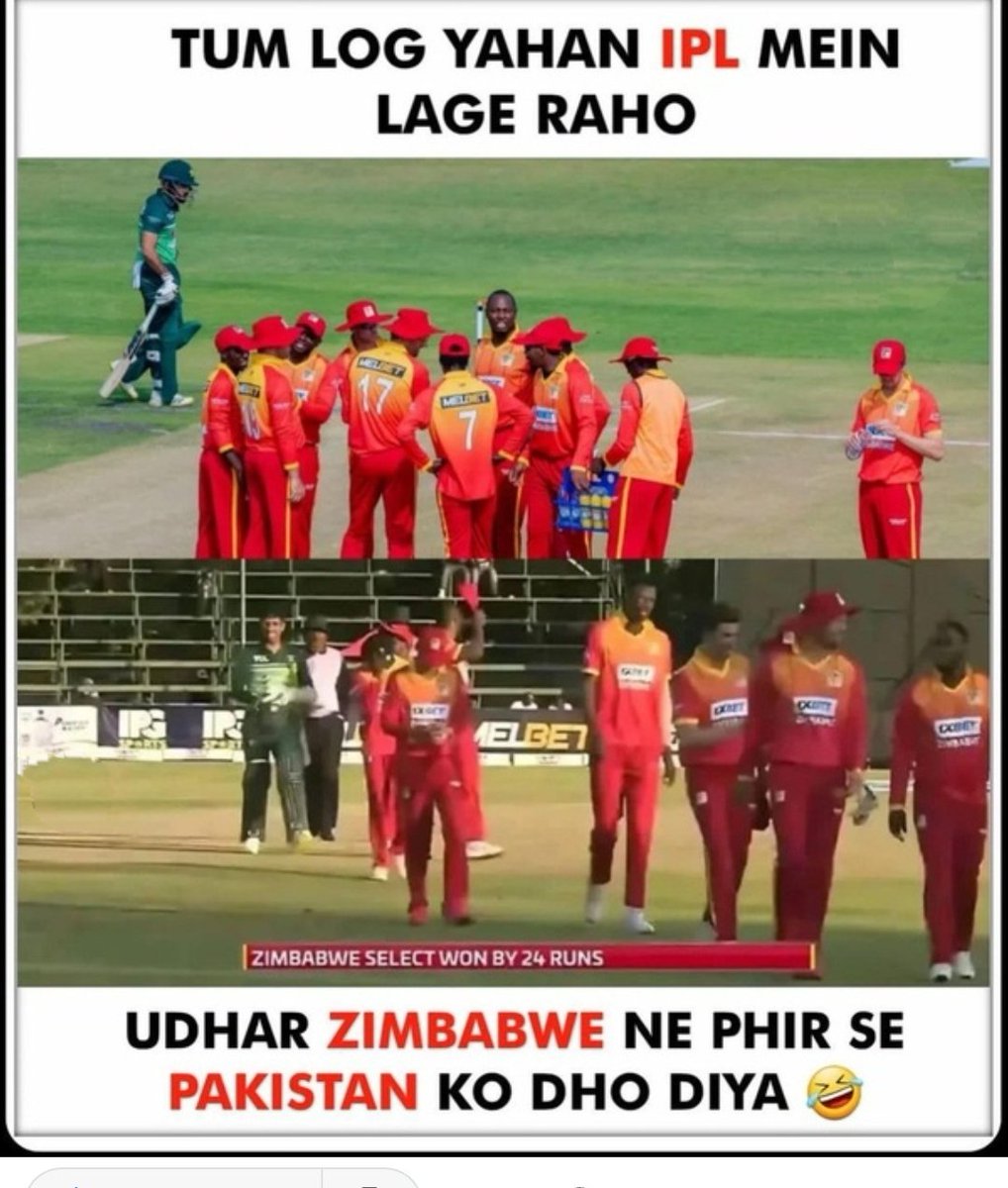 The_Greightest's tweet photo. Zimbabwe 🇿🇼once again beats Pakistan🇵🇰. 😂😂😂
#SRHvsRCB #SRHvRCB #PBKSvsRR #IPLPlayOffs #IPL2023 #ViratKohli #Pakistan
#PakistanUnderSeige #zimbab https://t.co/eRsZAALwSA
