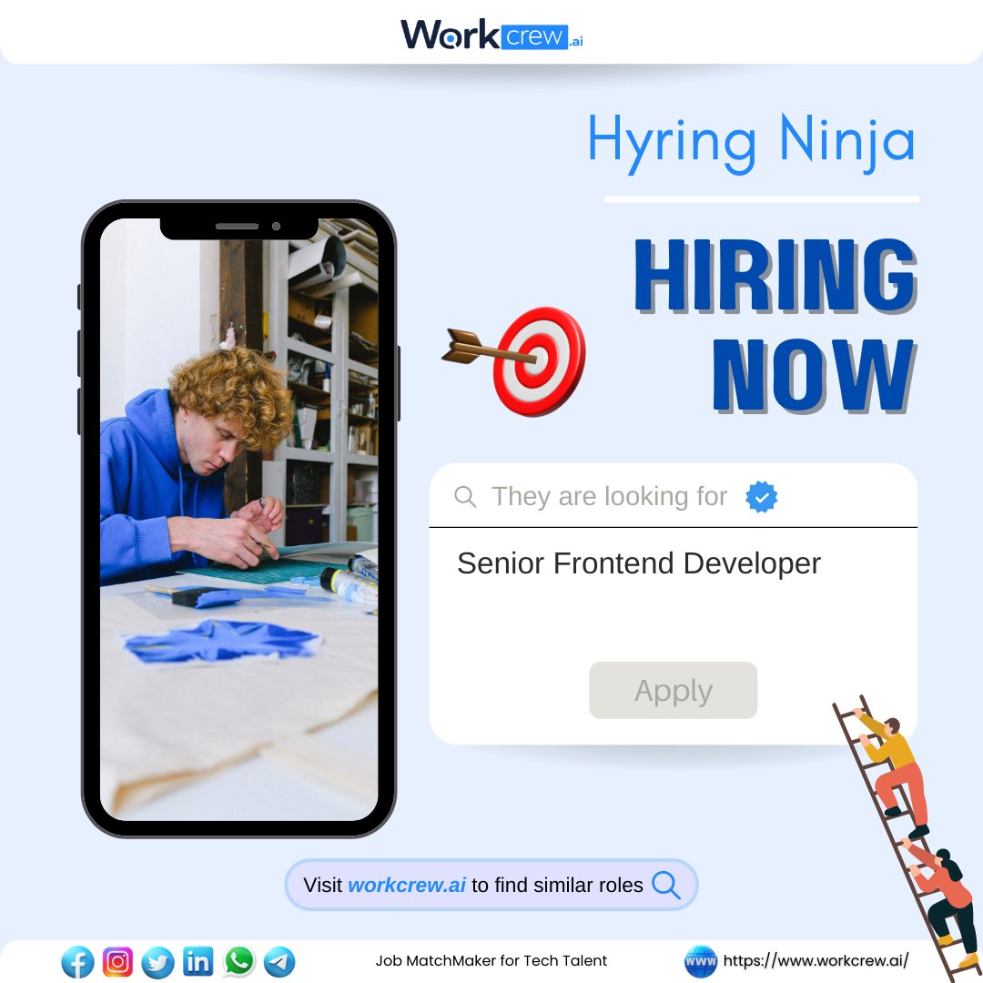 🏇 Job Title: Senior FrontEnd Developer
🧢 Company: Hyring Ninja
📍 Location: Bangalore

✍ Apply for the mentioned job here: workcrew.ai/jobpost/63eb4a…

#seniorfrontenddeveloper #frontenddeveloper #frontendjobs #hiringalert #jobs #hiringnow #hiringimmediately #techcommunity