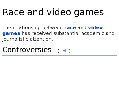 WikiControversy's tweet photo. Race and video games - Controversies

.mw-parser-output .hatnote{font-style:italic}.mw-parser-output div.hatnote{padding-left:1.6em;margin-bottom:0.5em}.mw-parser-output .hatnote i{font-style:normal}.mw-parser-output .hatnote+link+.hatnote{margin-top:-0 https://t.co/ZMgdBNuq6y