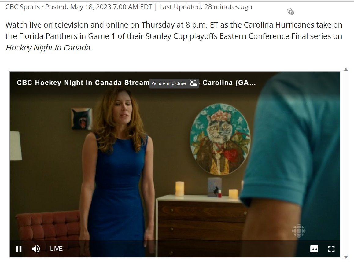 N8Sager's tweet photo. Did anyone else who is streaming #CBCSports gets a few seconds of 'Mr. D' during #TripleOT in a Stanley Cup playoff game? Just me?
@gerrydee you were almost a modern Heidi Game!! :) https://t.co/WRbO4h1ISe