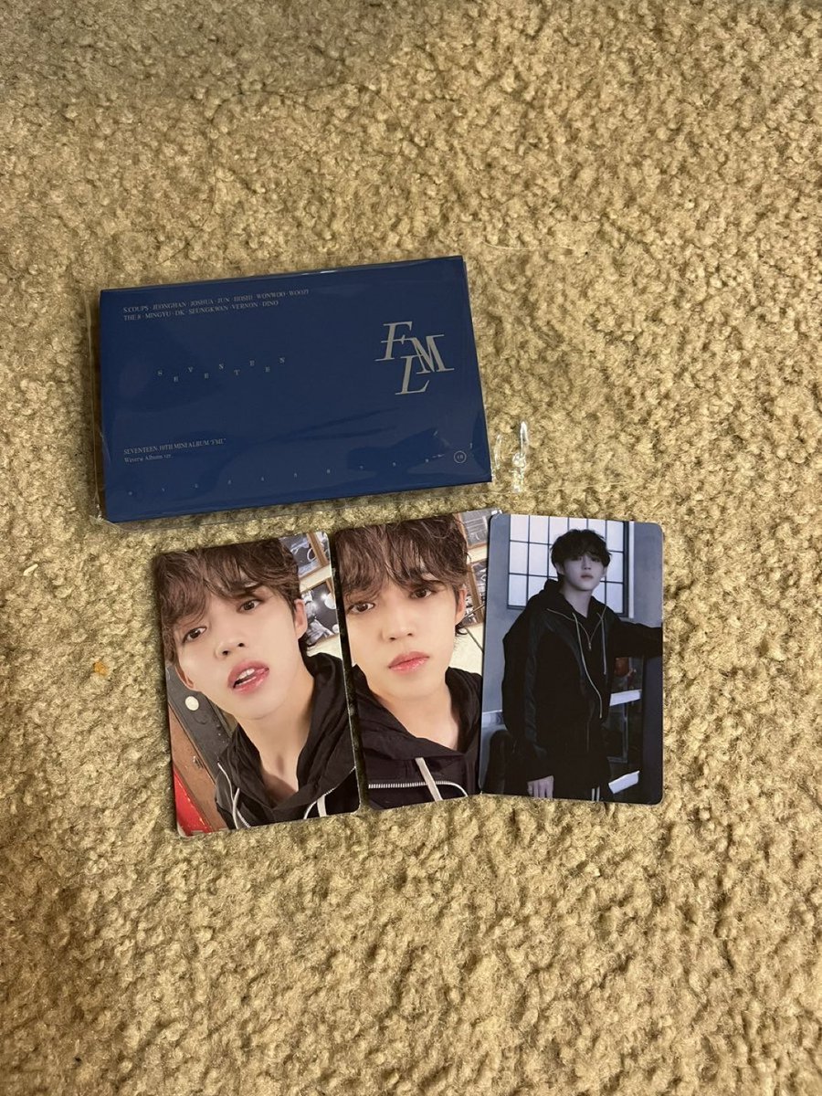 cheolliesells's tweet photo. WTT #SEVENTEEN #FML Albums
Have: #WOOZI #WONWOO #JEONGHAN #MINGYU
Want: DK/SCOUPS Equivalents pictured below that are not marked

pls help rt!
@kpopthriftshop @svttrading @svttradingusa @carattrade @kpopctrades @photocard_kpop @kpoptradeusa https://t.co/ubQsiRkCSy